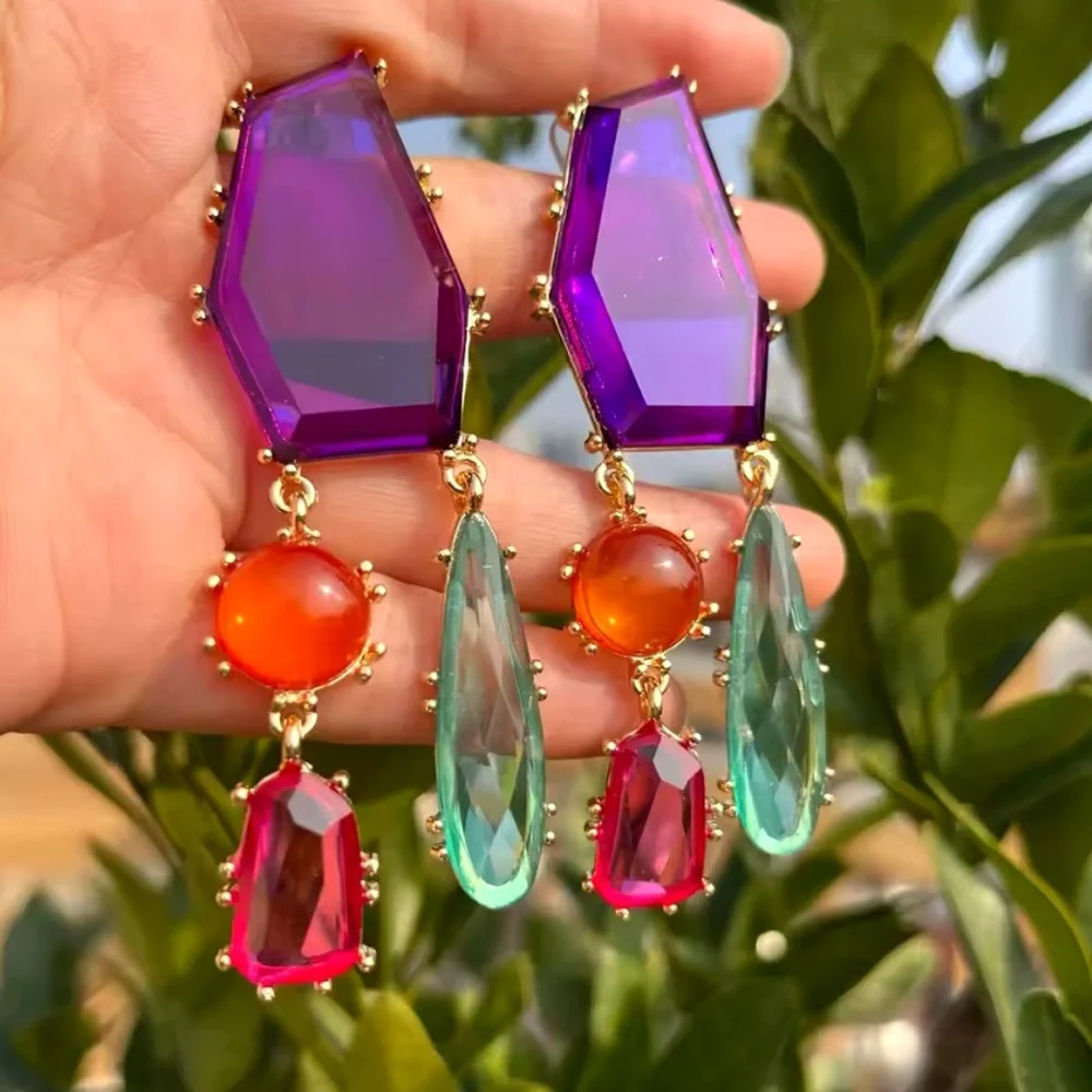 Francesca - 2025 New Trend Colorful Dangle Long Earrings - Picture 5 of 6